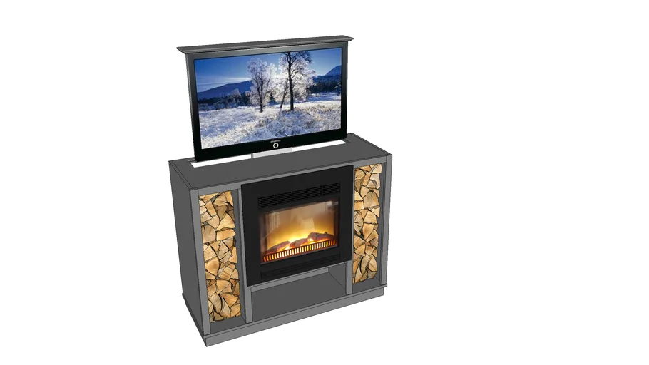 with electric fireplace and tv lift 3D Warehouse