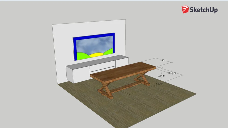 cross beam dining table | 3D Warehouse