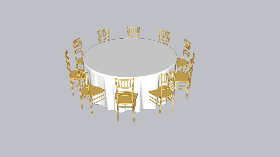 Banquet Round Table with 10 Chairs