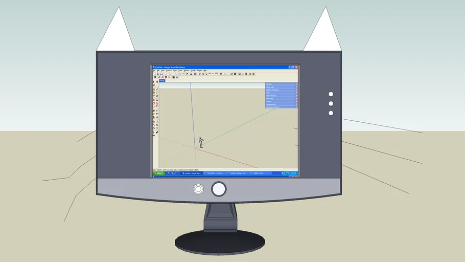Cat Monitor with Whiskers and SketchUp Screen 3D Warehouse
