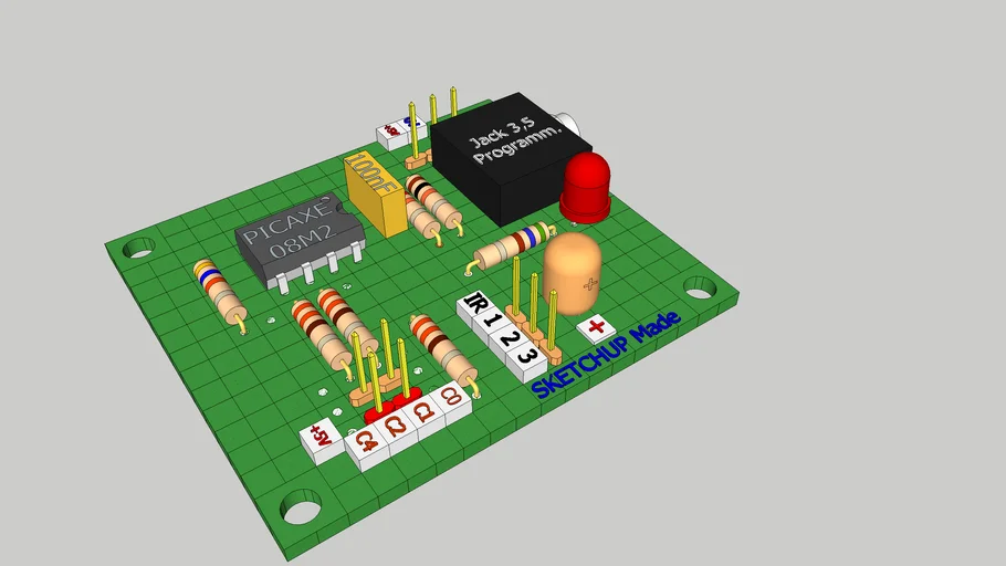 PCB avec PICAXE 08M2 pour simuler un feu de camp. | 3D Warehouse