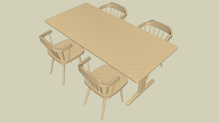 Table and 4 chairs 3D Warehouse