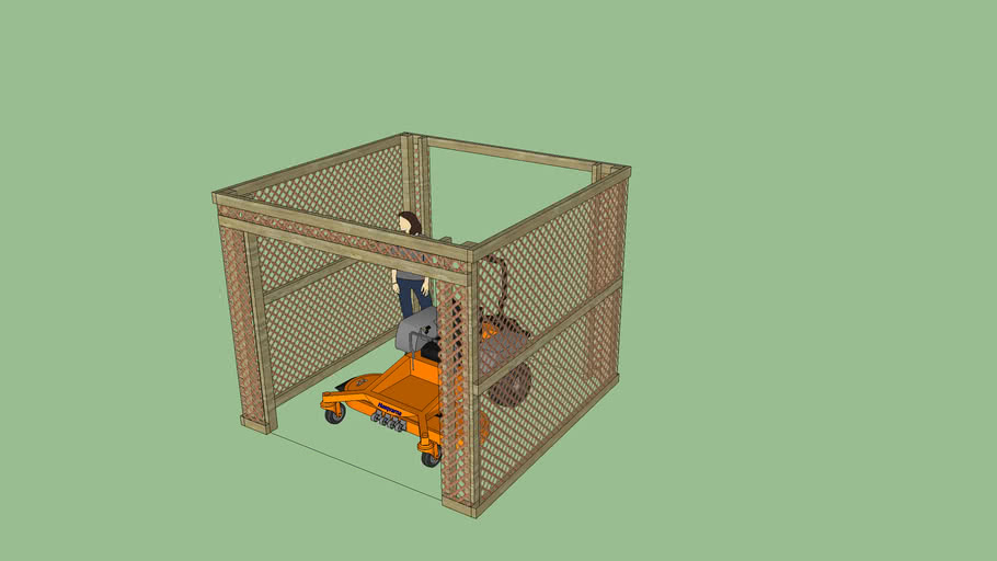 Zero turn Storage pretty trellis building shed. 3D Warehouse