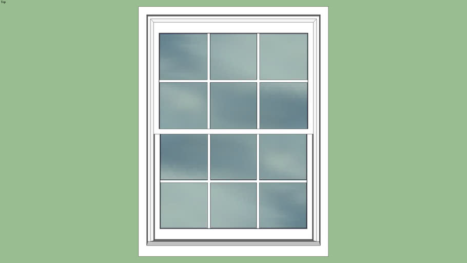 Double-hung window 35 in. x 46 in. with mullions | 3D Warehouse