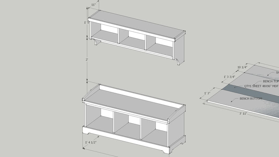 storage bench and shelf