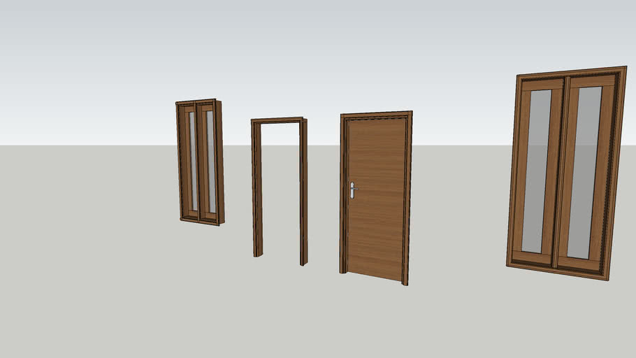 Wooden Door & Window with Architrave 3D Warehouse