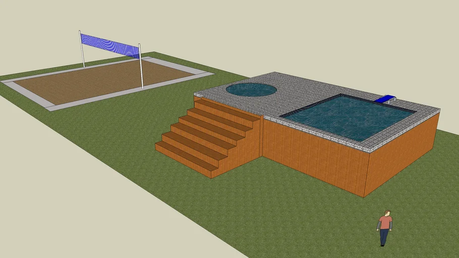 Awsome Pool And Volleyball Yard | 3D Warehouse