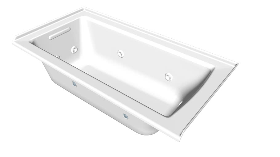 K-1947-LH Archer(R) 60" x 30" three-side integral flange whirlpool with heater and left-hand drain