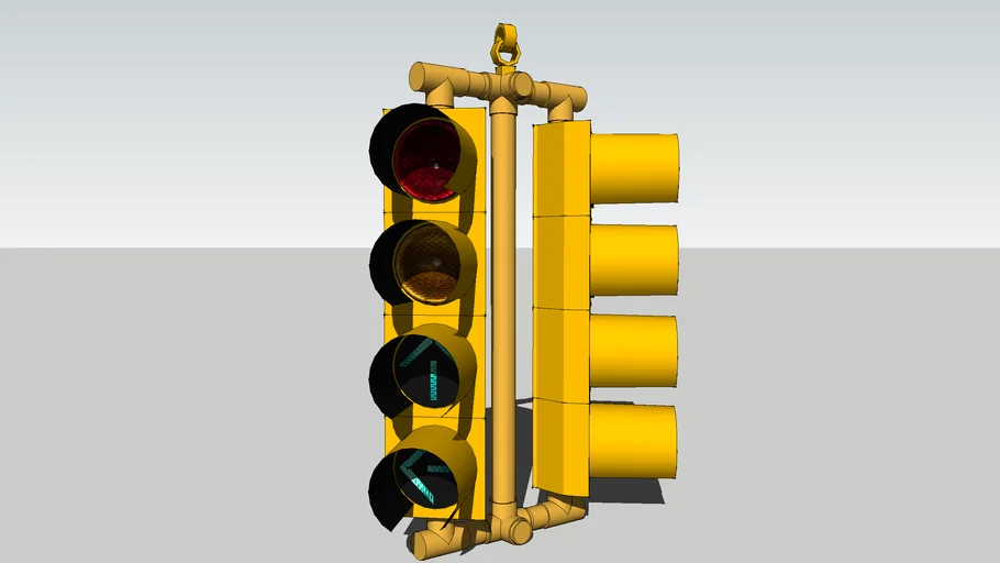 Marbelite 4-section conventional traffic signal, old. | 3D Warehouse