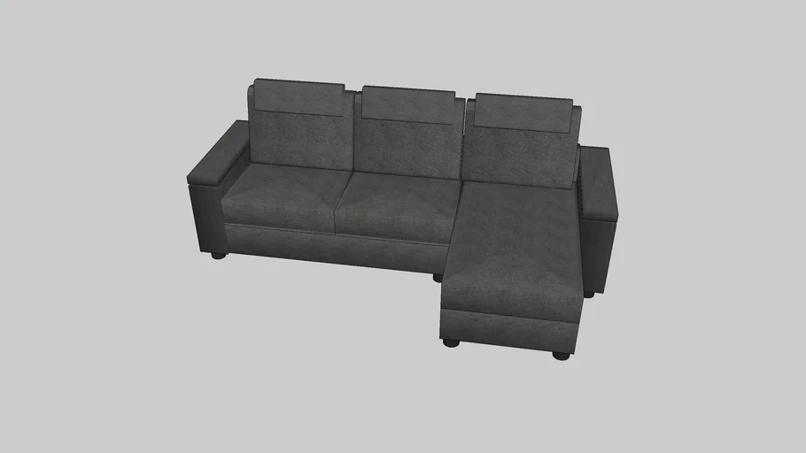 Lidhult Sofa With Chaiselejde Grayblack 3d Warehouse 