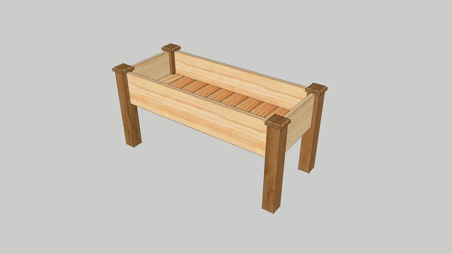 Raised Wooden Garden Bed 3D Warehouse