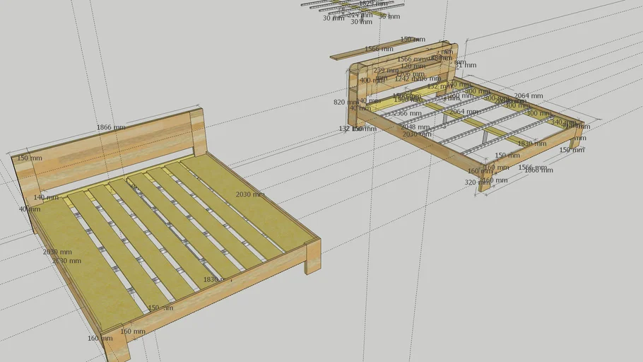 Bed Frame King Size by Made In VANDA 3D Warehouse