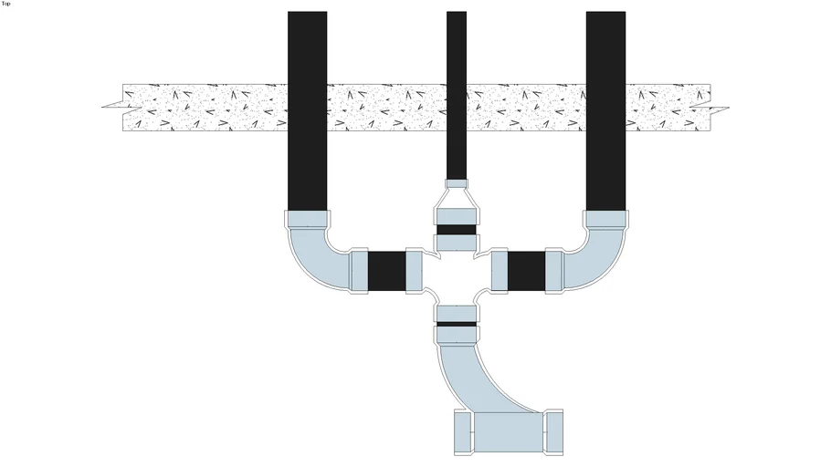 4' Back to back ABS PVC Water Closet RoughIn 3D Warehouse