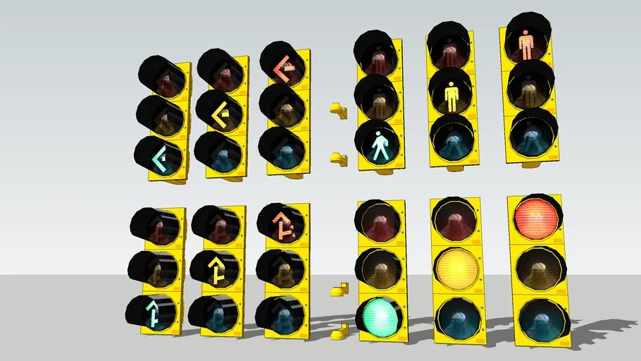200mm CVE Italian LED traffic signal set 3D Warehouse