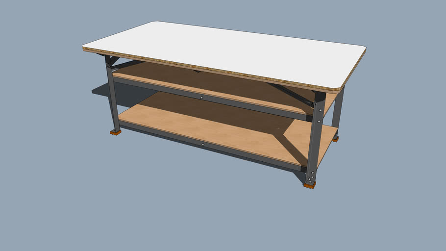Heavy Duty Steel Frame Workbench, 45in x 90in x 36in 3D Warehouse