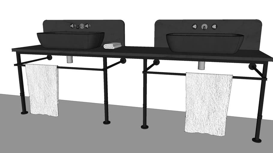 Industiral Double Console Sink 2 3D Warehouse