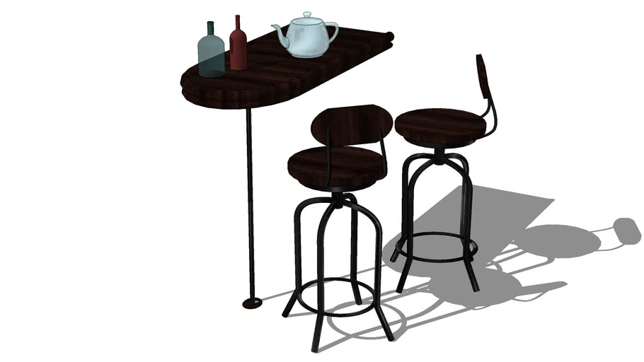 Bar table, bar chairs and dishes 1 3D Warehouse