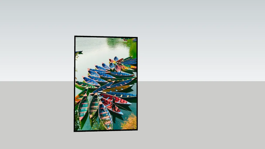 Quadro 3D com Barcos Coloridos