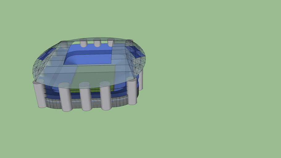 Redeveloped stadium with pillars