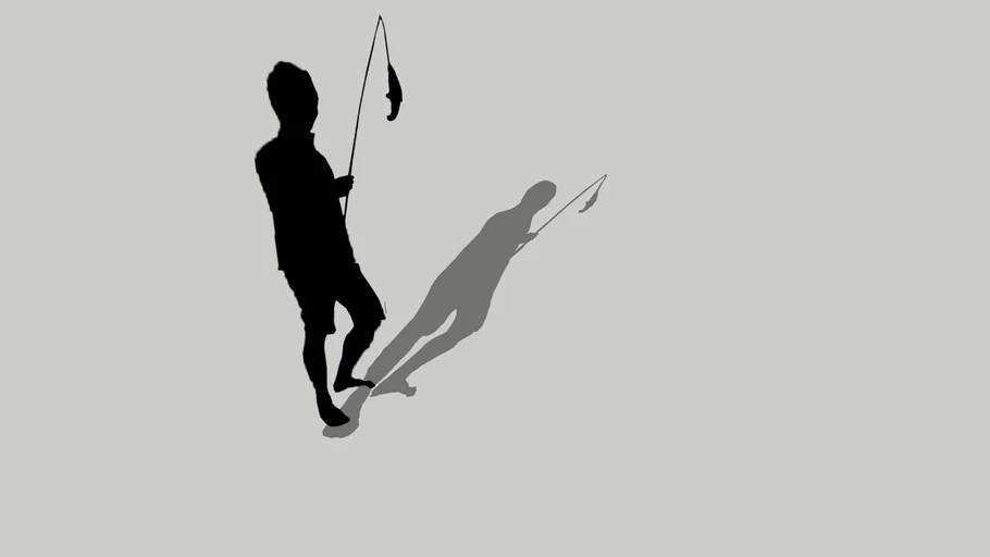2D Silhouette Fishing Man Quality Follow Me People - - 3D Warehouse