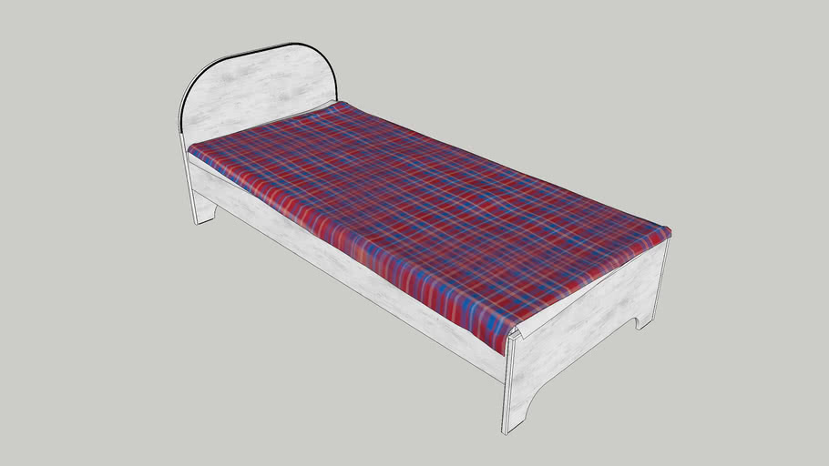 Single bed (white wood, кровать)