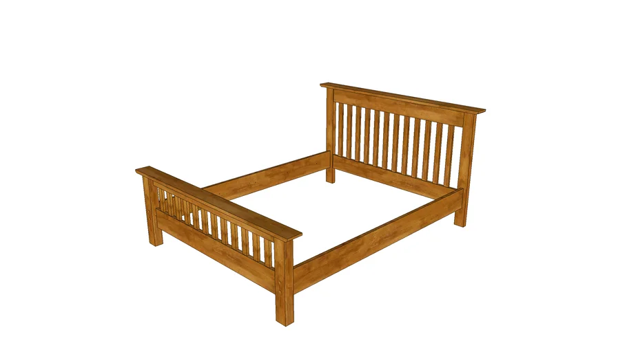 ANDY1 Q Bed Frame(Foot high) 5' BED FRAME_H _Oak 3D Warehouse