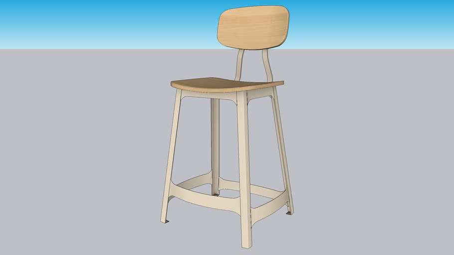SEPIA KITCHEN STOOL_Antique White Oak 3D Warehouse