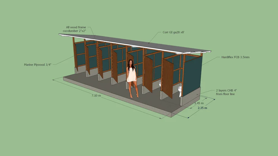 7-Cubicle Public Toilet, Fast Construction, Light Materials