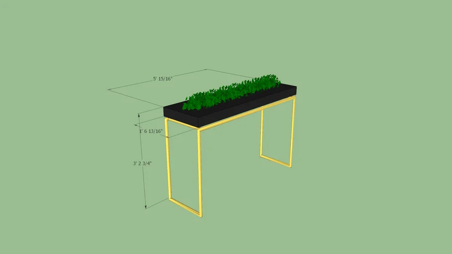 skinny gold legs bar table with plant 3D Warehouse
