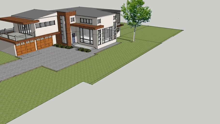 Modern House Open Plan - Two Door Garage | 3D Warehouse