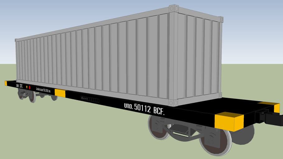 Bogie Container Flat Wagon NO.50112 3D Warehouse