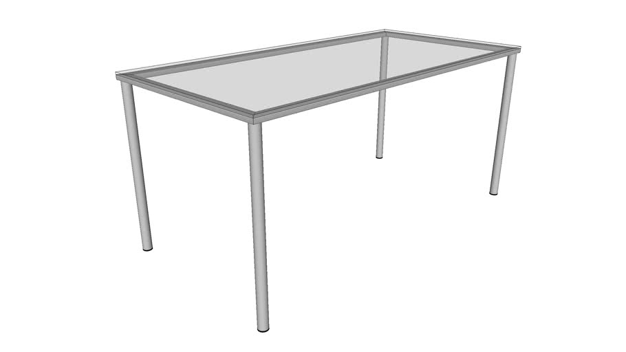 Metal table with glass worktop