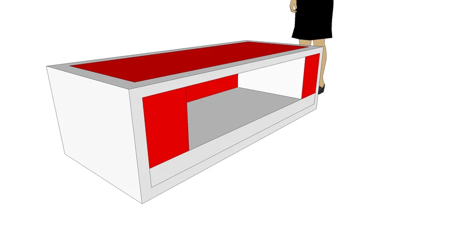 Red and white TV stand 3D Warehouse