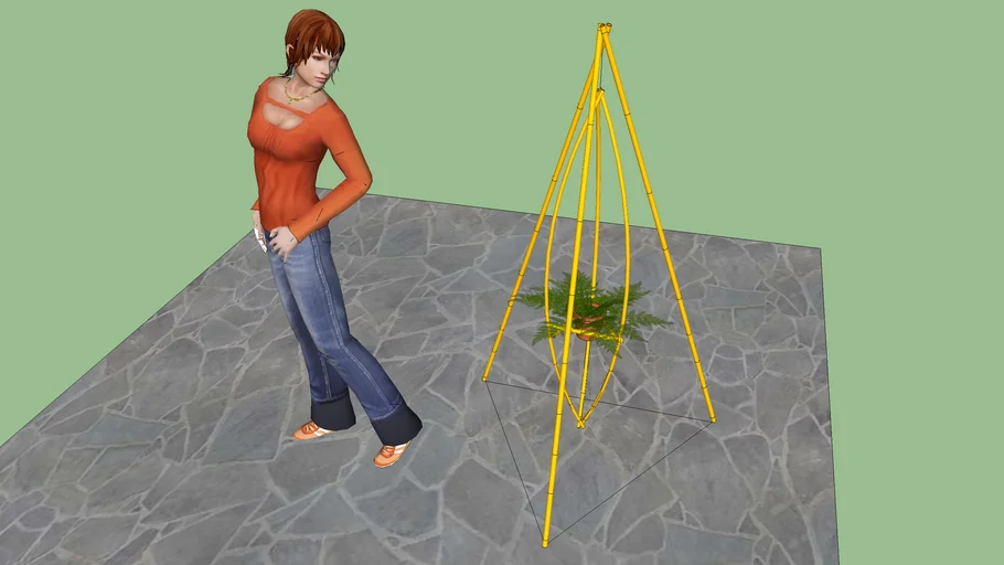 bamboo tripod plant hanger 3D Warehouse