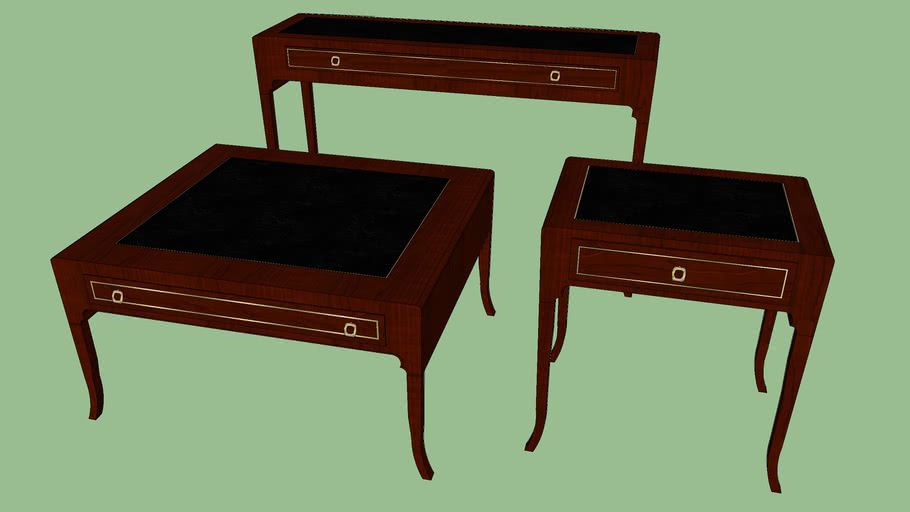 LEATHER TOP OCCASIONAL TABLE SET