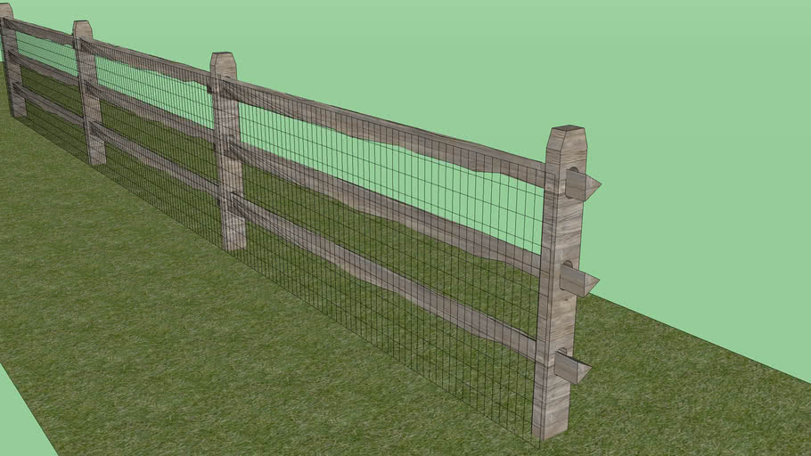 Post & Rail fence with 2x4 wire 3D Warehouse
