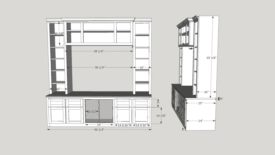Beth's Media Cabinet - dimensions | 3D Warehouse