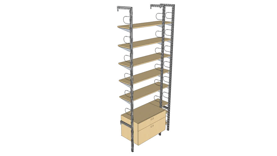 ISS Designs Modular Shelving 44'W Pole Mounted System 3D Warehouse