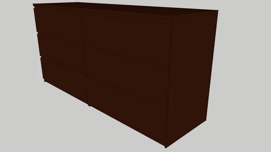 IKEA MALM Chest of 6 drawers brown 160x48x78 3D Warehouse
