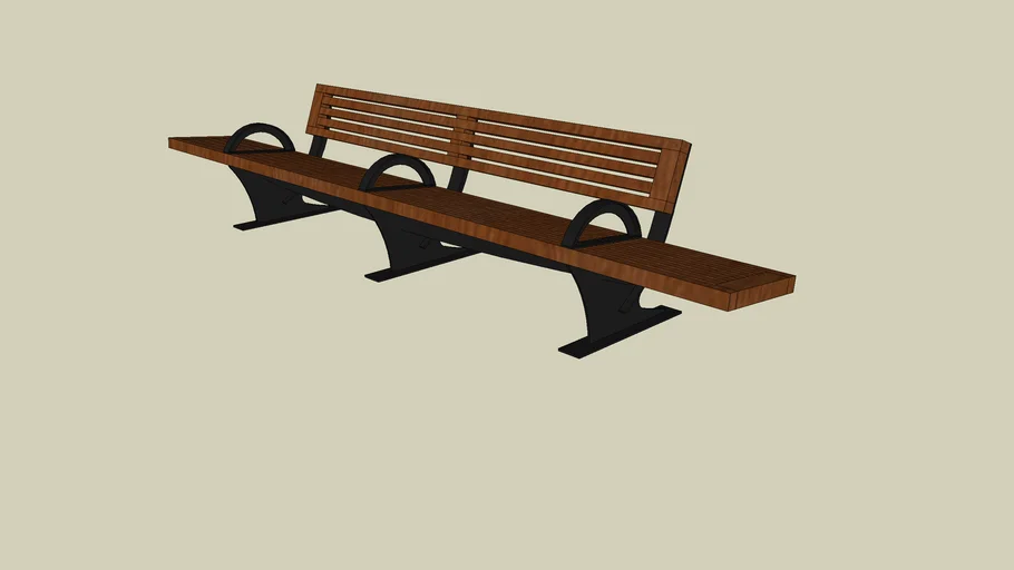 Forms+Surfaces Pacifica Bench, 12 foot, short back, freestanding, three