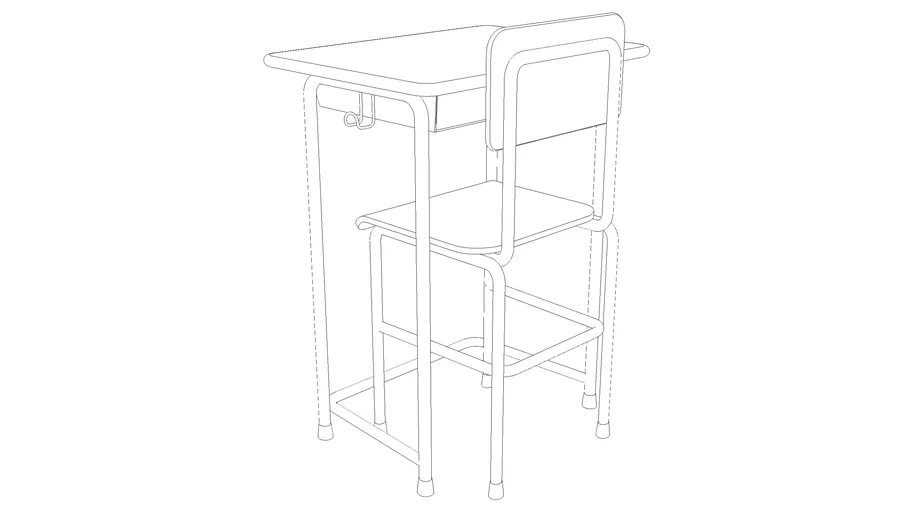 Japanese pupil desk and chair | 3D Warehouse
