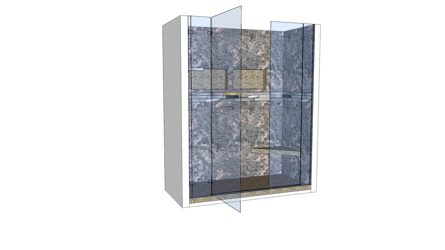PORCELAIN SHOWER WITH GLASS DOORS | 3D Warehouse