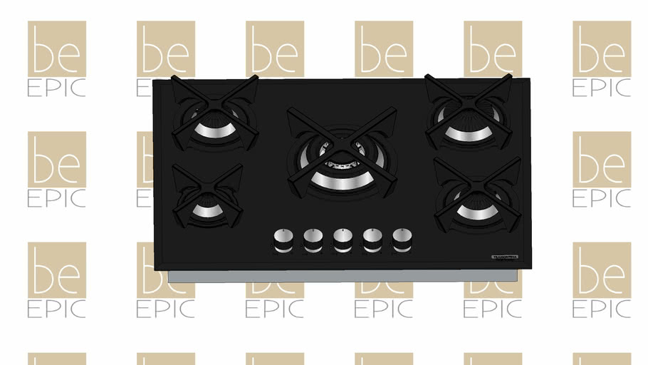 Cooktop a Gás Penta Glass Flat 5GG B 70 Safestop Tramontina 3D