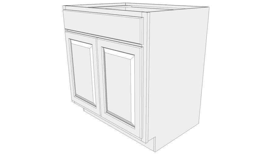 Briarwood Base Cabinet B33B - Base Cabinet, Butt Doors, Full Width Drawer