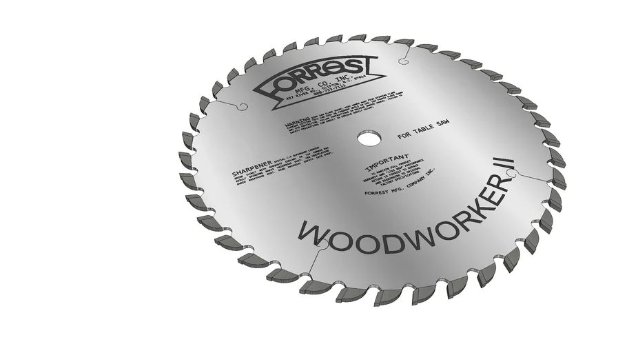 Forrest Woodworker II Table Saw Blade 10' 3D Warehouse