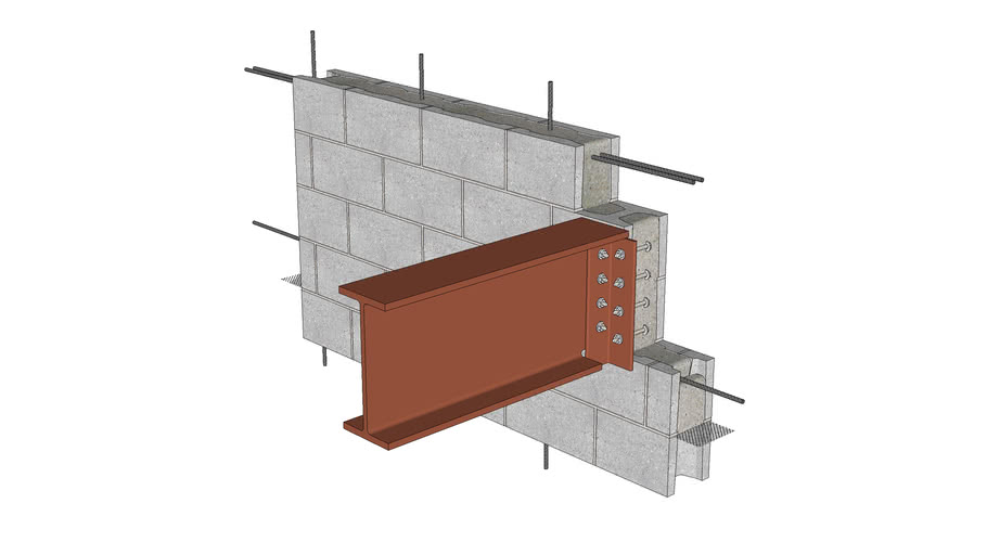 02.120.0226 Steel beam connection to concrete masonry wall 3D Warehouse