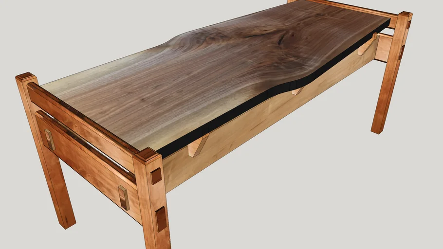 Coffee table with live edge bookmatched walnut top 2 3D Warehouse