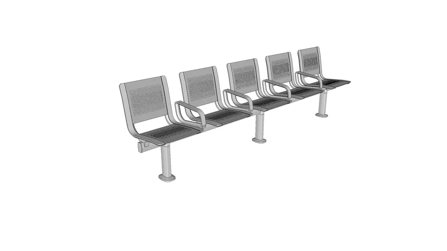 Forms+Surfaces® Tangent™ Rail Seating, 5 backed seats, stainless steel seats, Fade perforation
