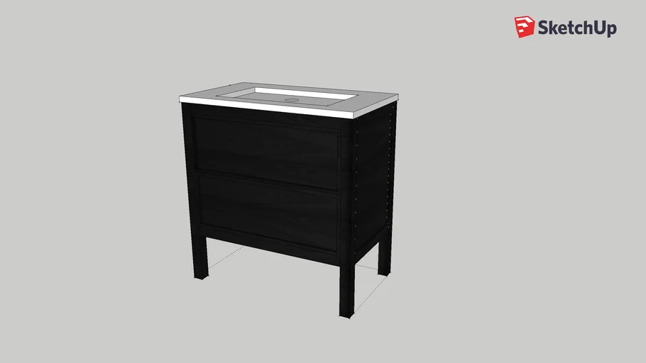 Lusso Stone Claridge Freestanding Vanity Unit Black 800 3D Warehouse
