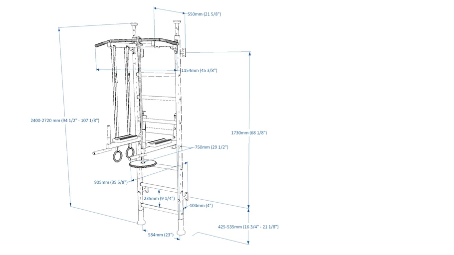 BenchK 522+A Wall bar dimensions 3D Warehouse